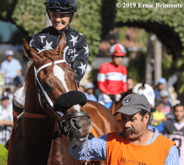 Jockeys leave Del Mar Paddock