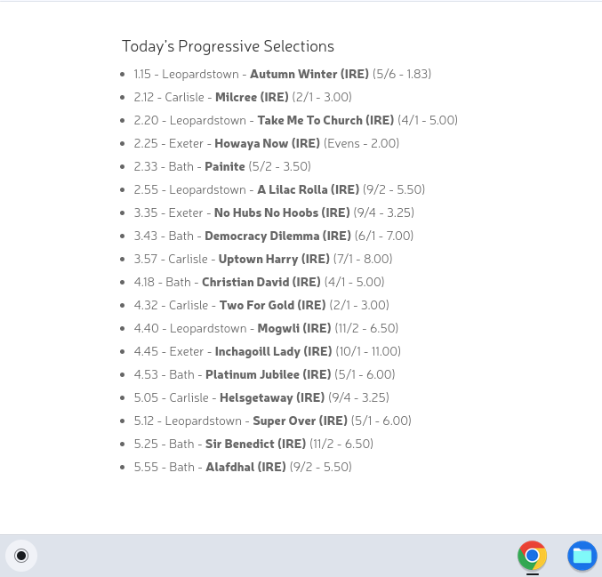 Form Ratings For Progessives