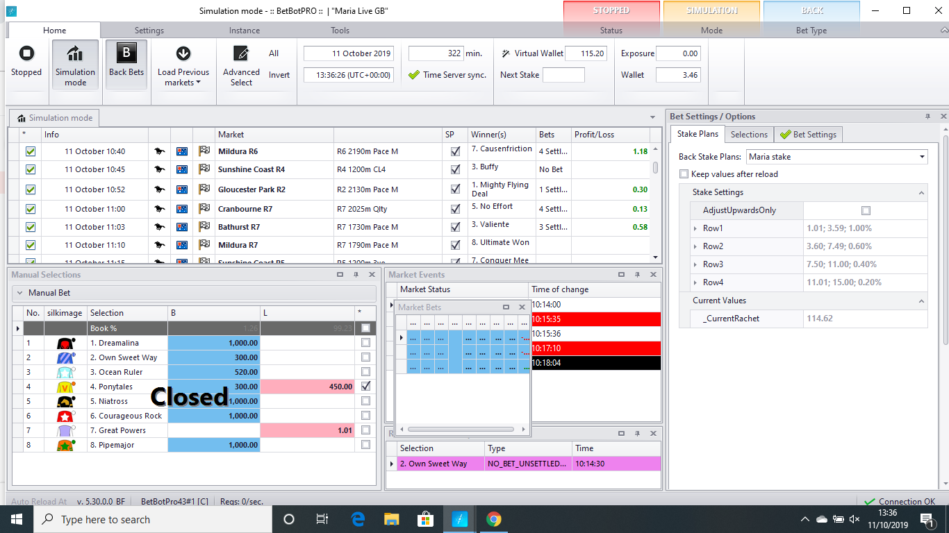 Betbotpro using Betfair software